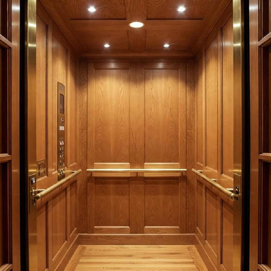 Cabin thang máy vật liệu gỗ sang trọng 